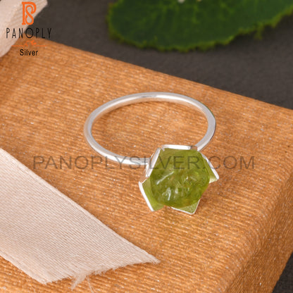 Peridot Rough 925 Sterling Silver Lotus Ring