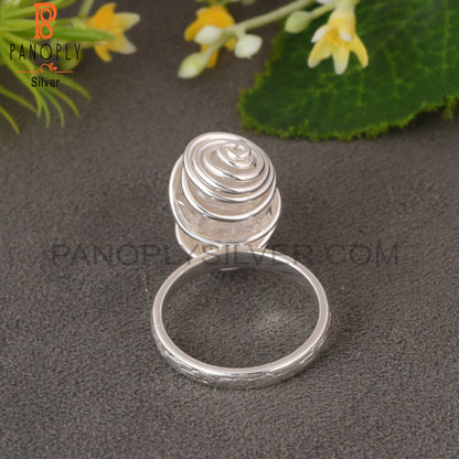 Herkimer Diamond Rough Spiral Wire Cover 925 Silver Ring