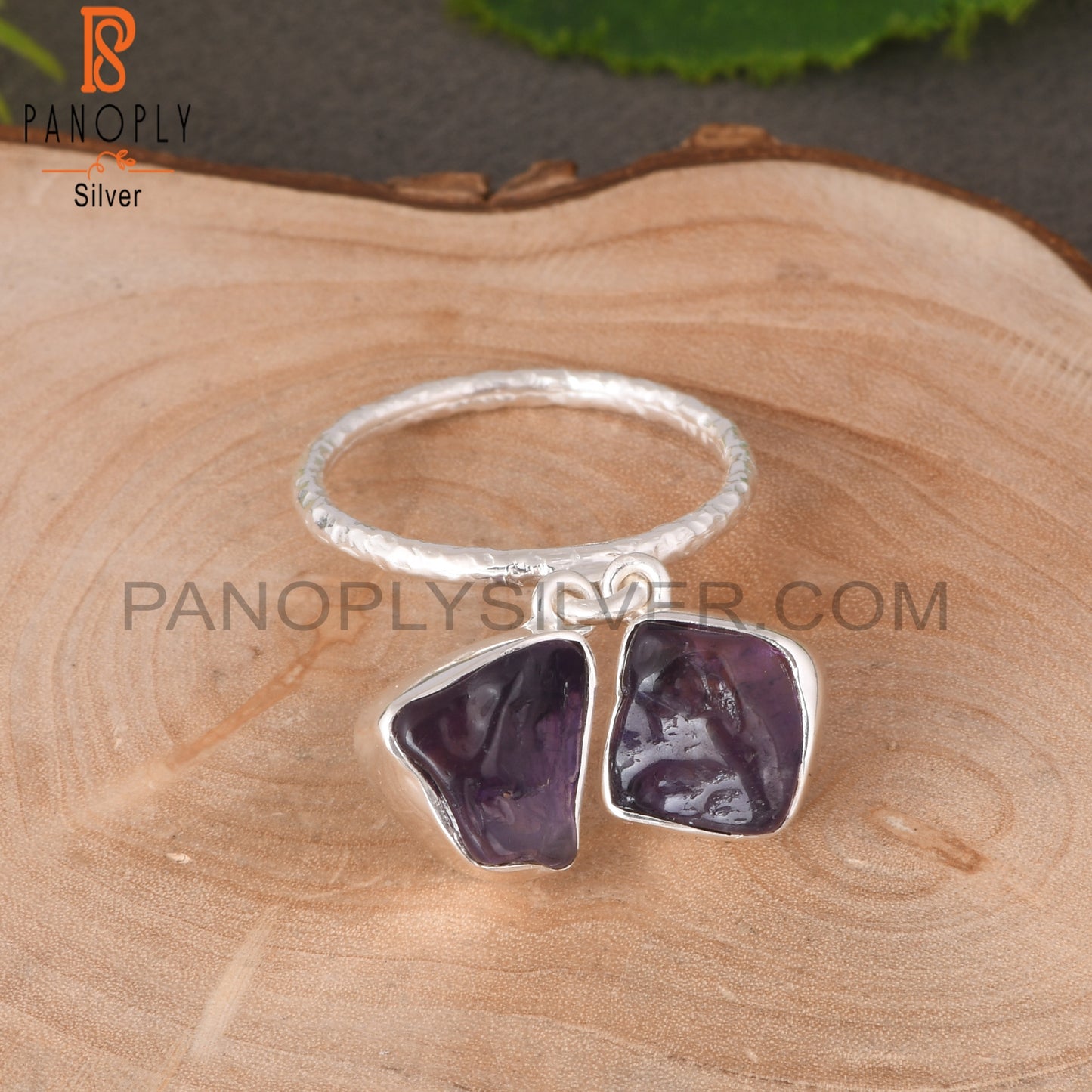 Amethyst Rough 925 Sterling Silver Purple Ring