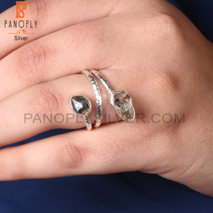 Bypass Herkimer Diamond Rough 925 Sterling Silver Ring
