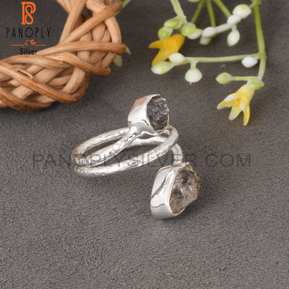 Bypass Herkimer Diamond Rough 925 Sterling Silver Ring