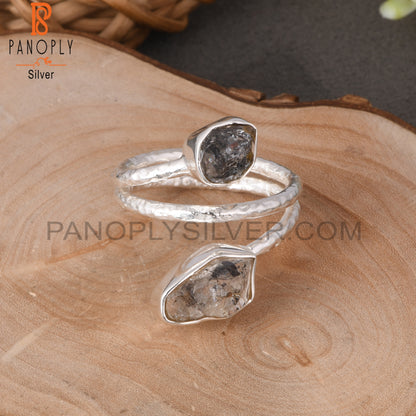 Bypass Herkimer Diamond Rough 925 Sterling Silver Ring