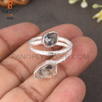 Bypass Herkimer Diamond Rough 925 Sterling Silver Ring