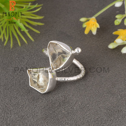 Green Amethyst Rough 925 Sterling Silver Adjustable Ring