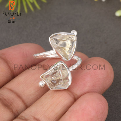 Green Amethyst Rough 925 Sterling Silver Adjustable Ring