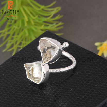 Green Amethyst Rough 925 Sterling Silver Adjustable Ring