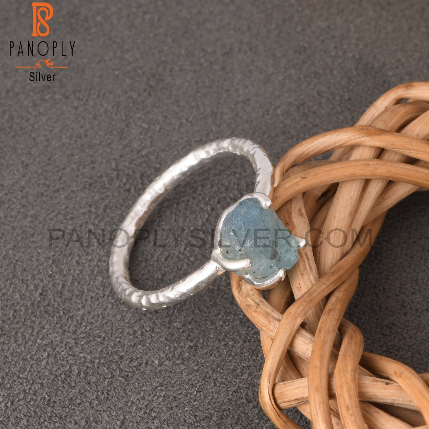 Aquamarine Rough 925 Sterling Silver Prong Set Ring