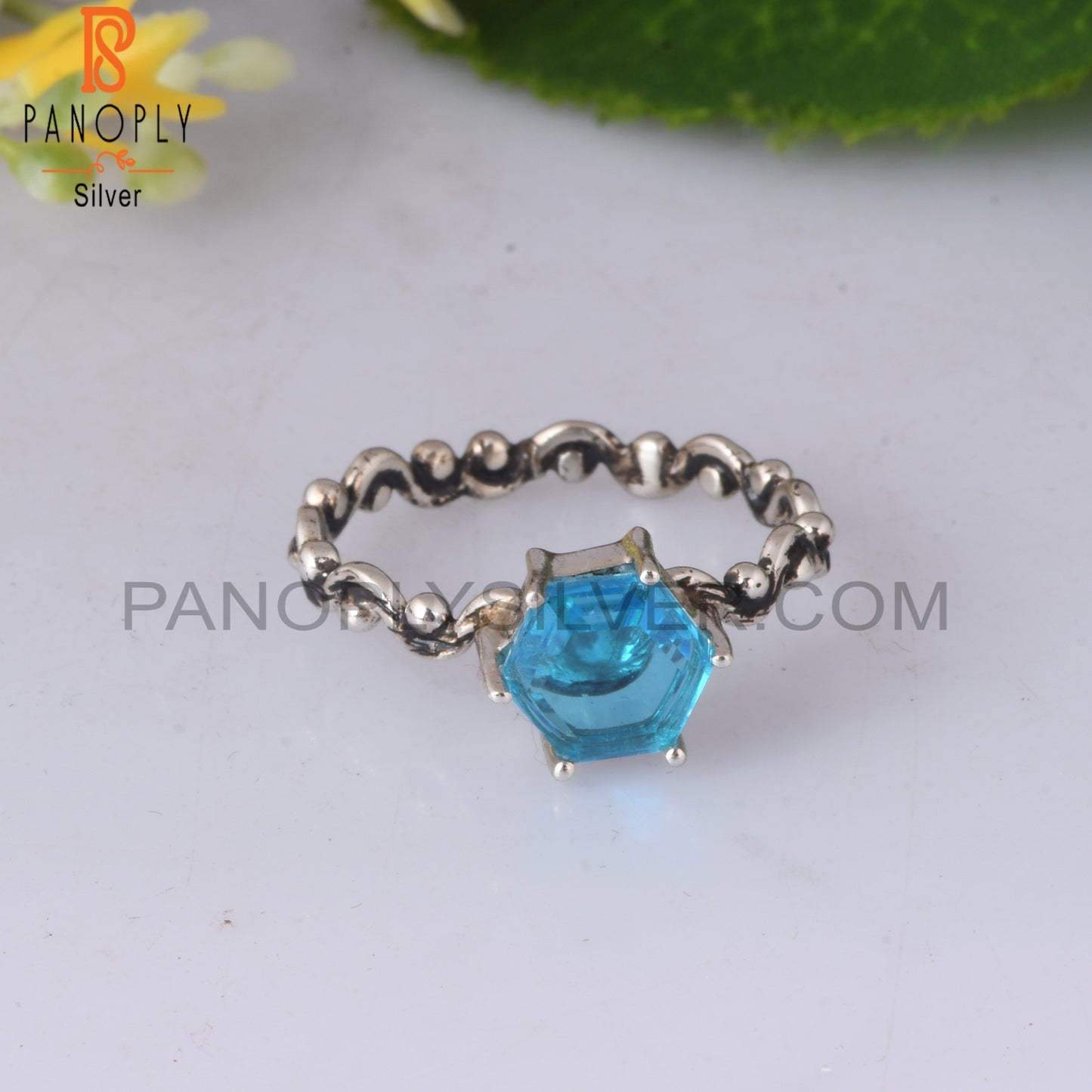Doublet Aquamarine Quartz 925 Silver Gift Ring