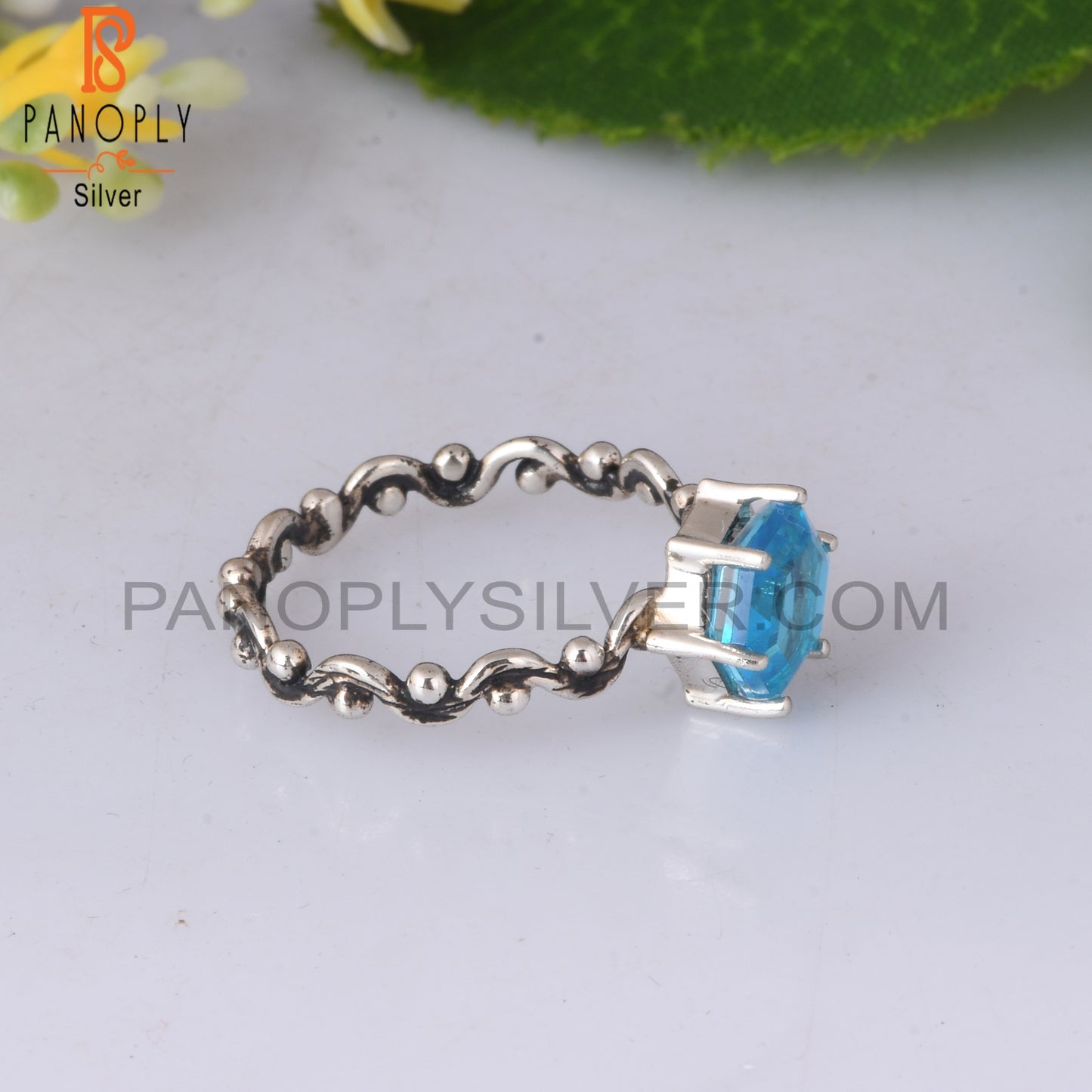 Doublet Aquamarine Quartz 925 Silver Gift Ring