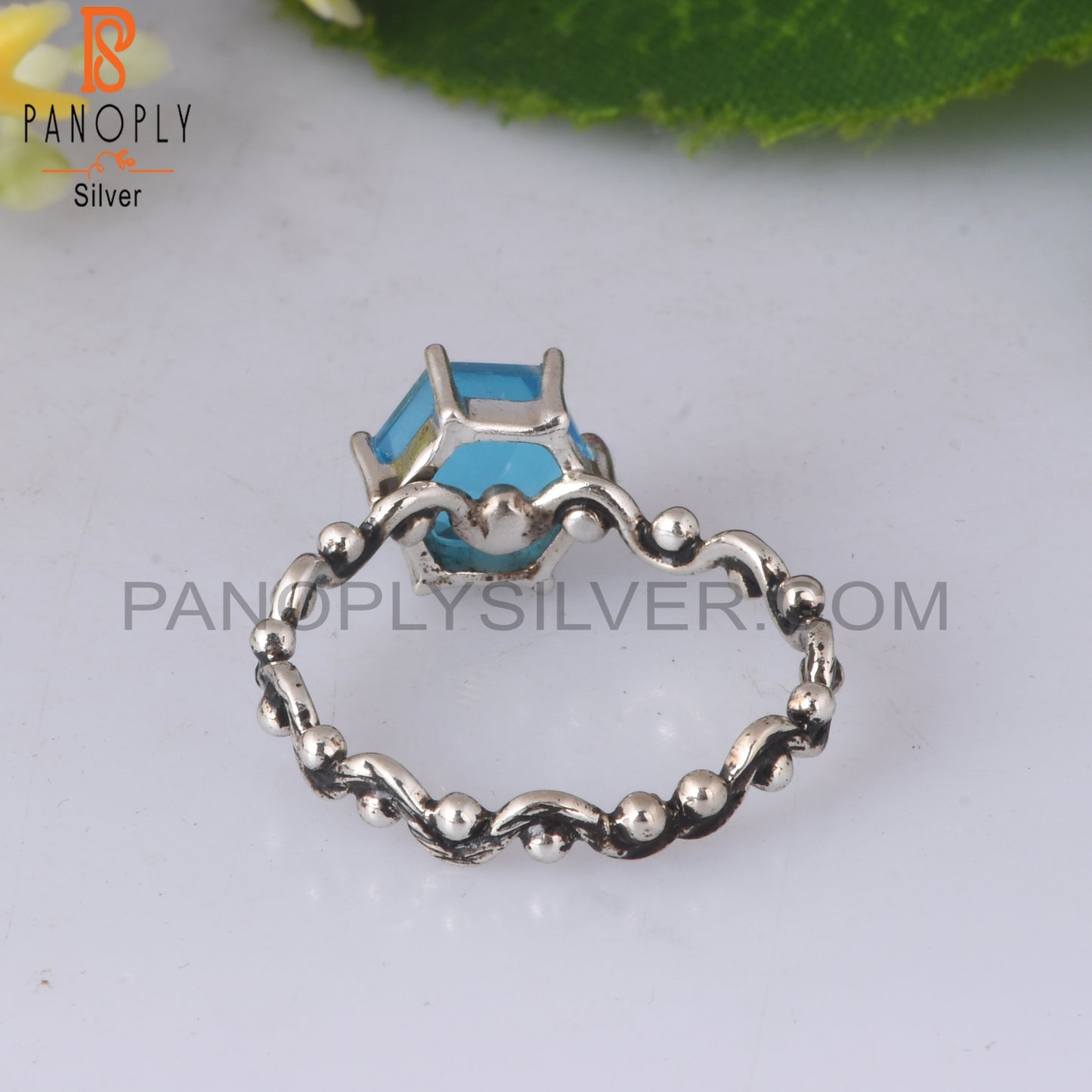Doublet Aquamarine Quartz 925 Silver Gift Ring