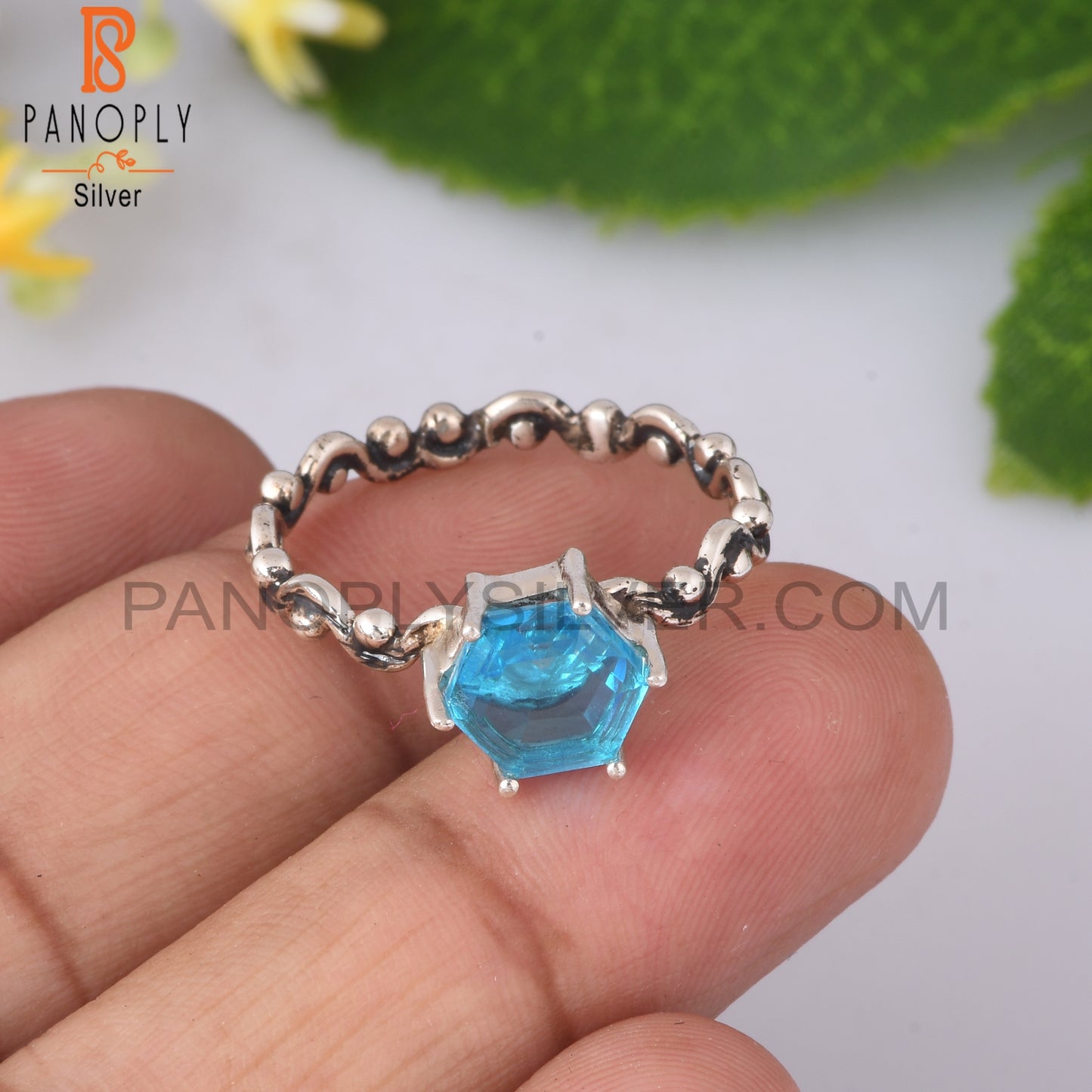 Doublet Aquamarine Quartz 925 Silver Gift Ring