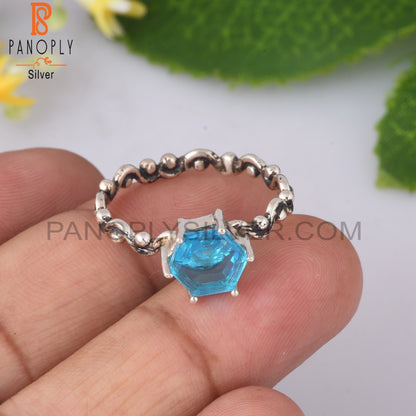 Doublet Aquamarine Quartz 925 Silver Gift Ring