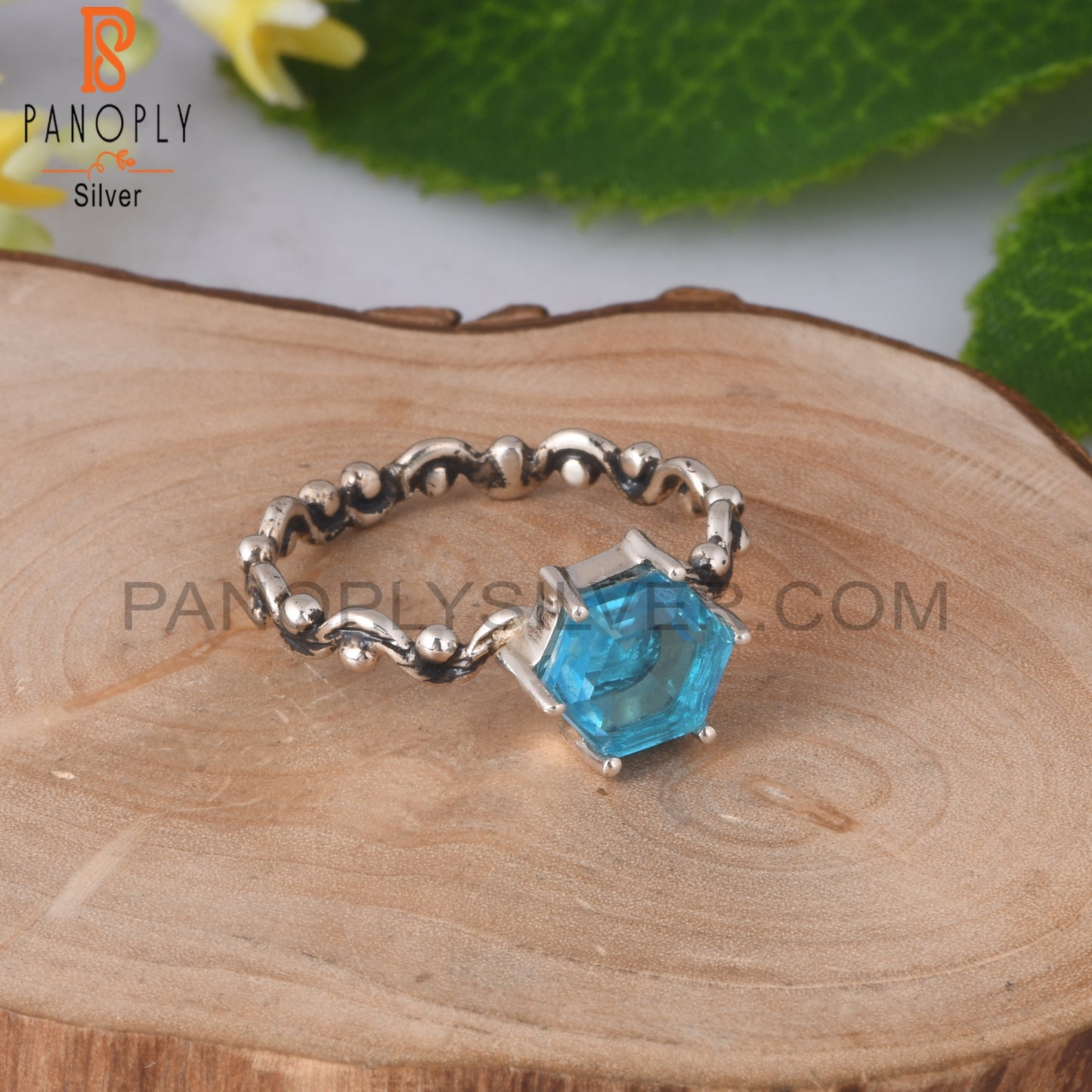 Doublet Aquamarine Quartz 925 Silver Gift Ring