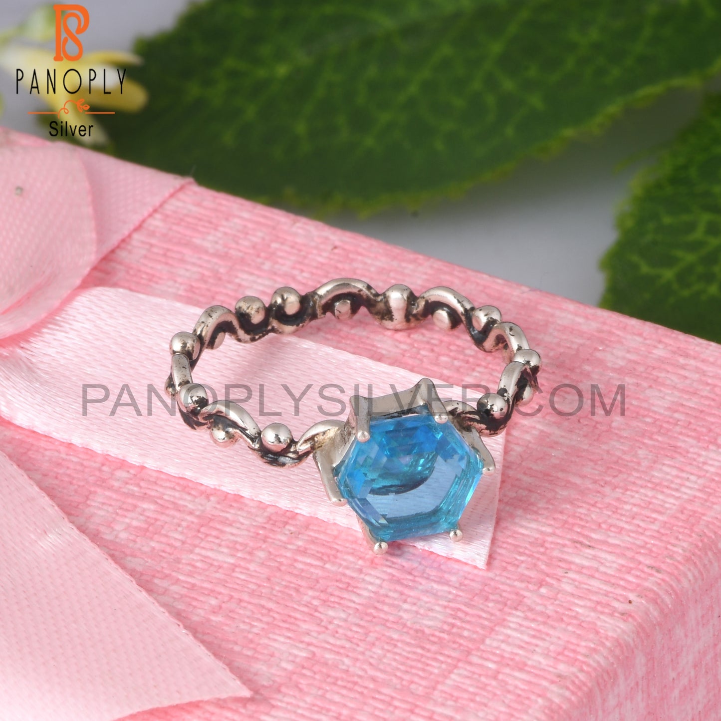 Doublet Aquamarine Quartz 925 Silver Gift Ring