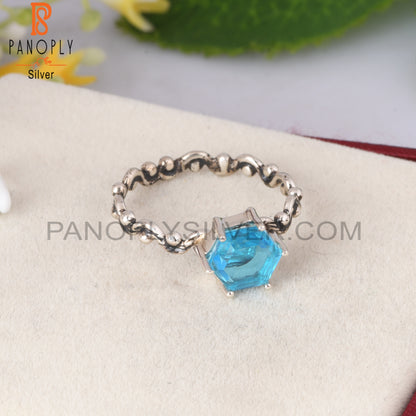 Doublet Aquamarine Quartz 925 Silver Gift Ring