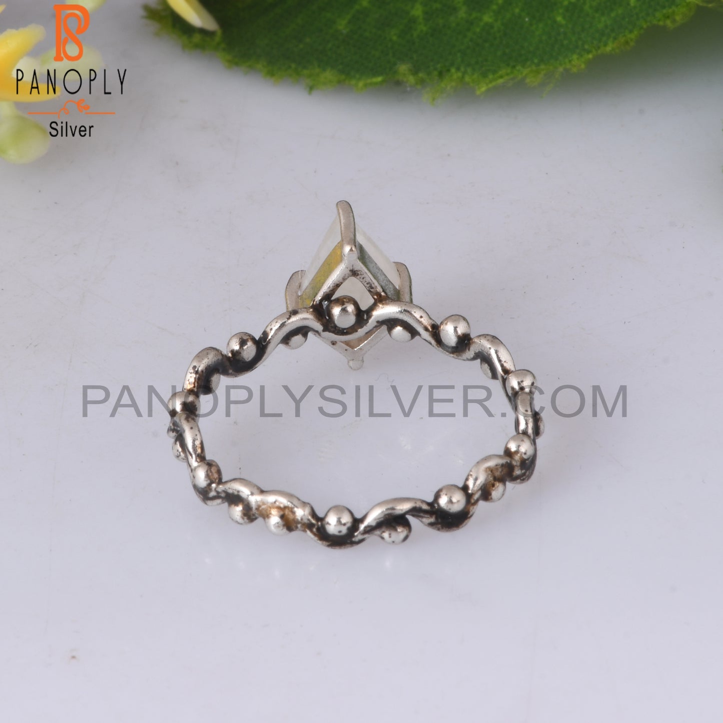 Rainbow Moonstone Kite Shape 925 Sterling Silver Ring