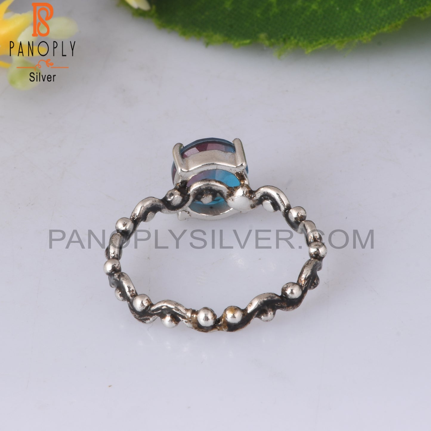 Bio Alexandrite Doublet Quartz Round 925 Silver Ring