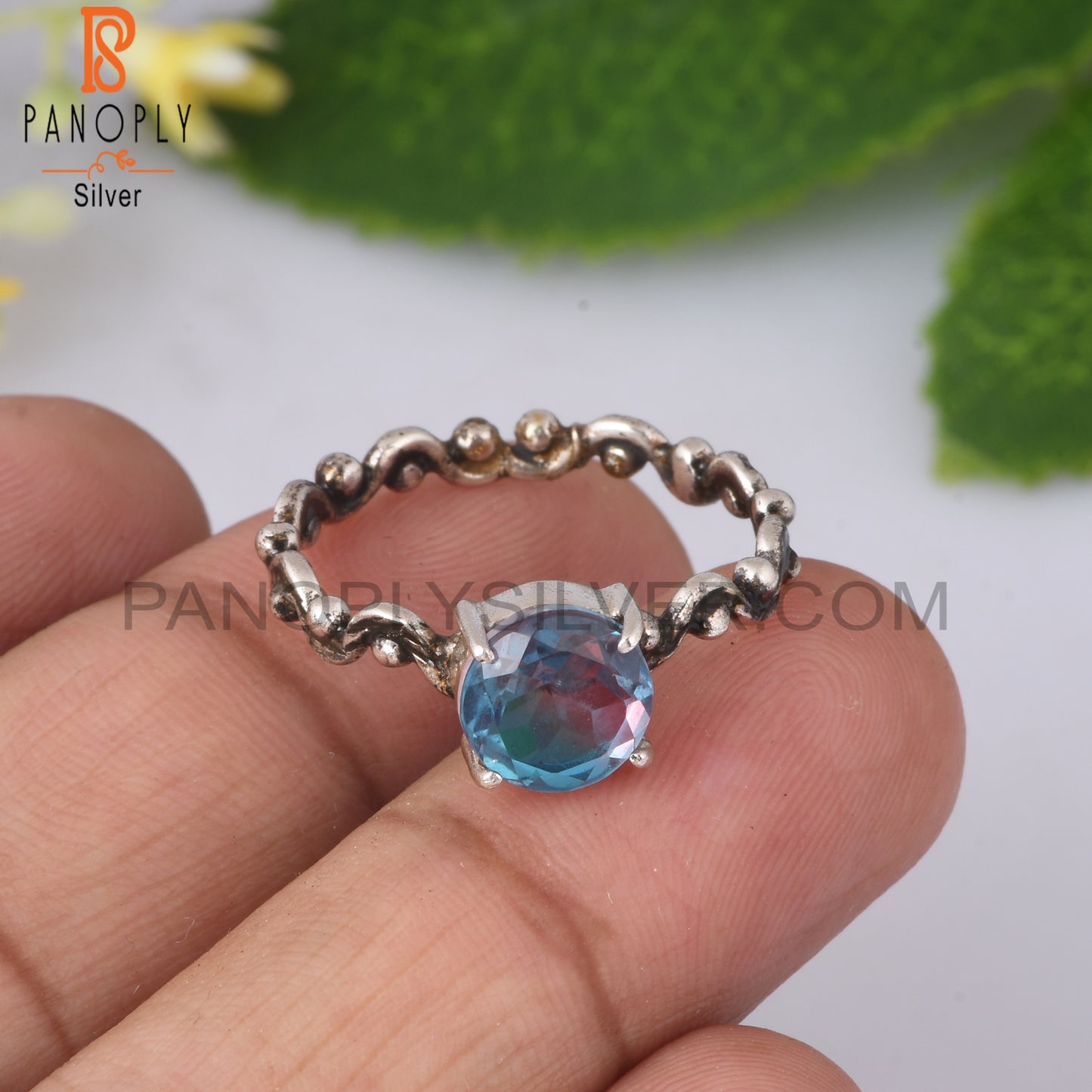 Bio Alexandrite Doublet Quartz Round 925 Silver Ring