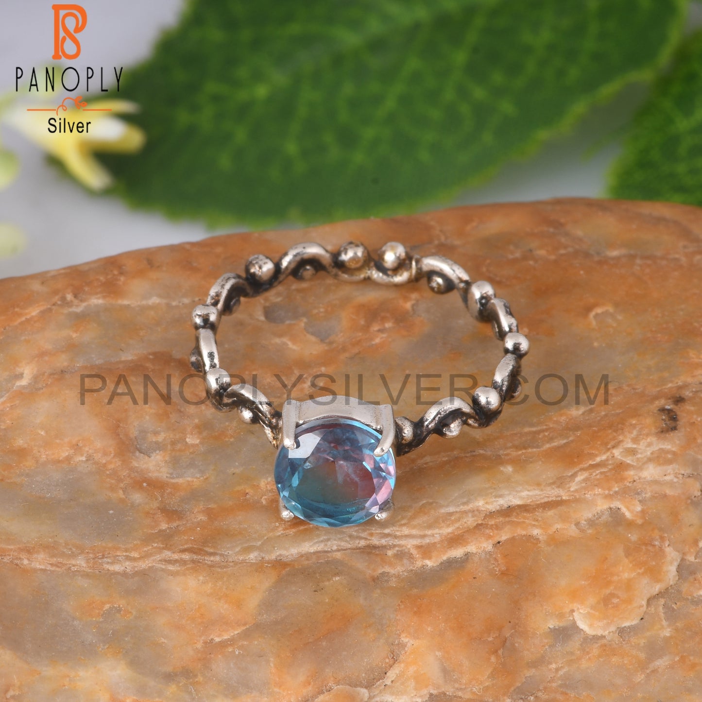 Bio Alexandrite Doublet Quartz Round 925 Silver Ring