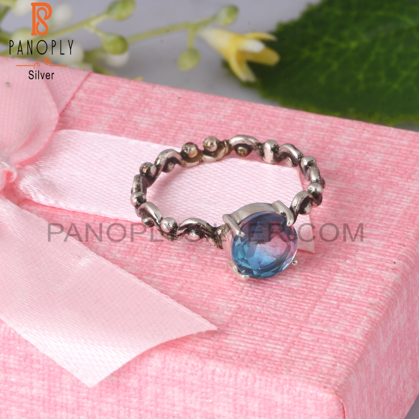 Bio Alexandrite Doublet Quartz Round 925 Silver Ring
