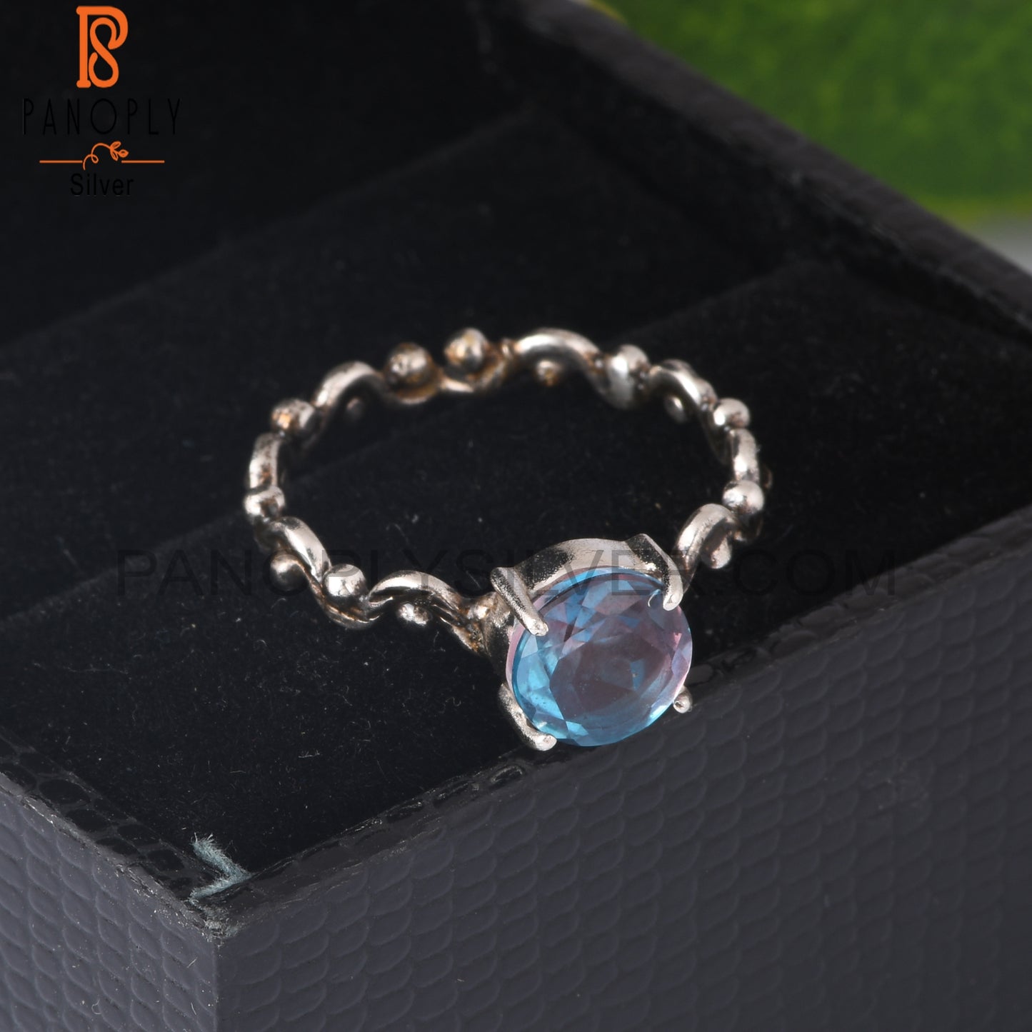Bio Alexandrite Doublet Quartz Round 925 Silver Ring