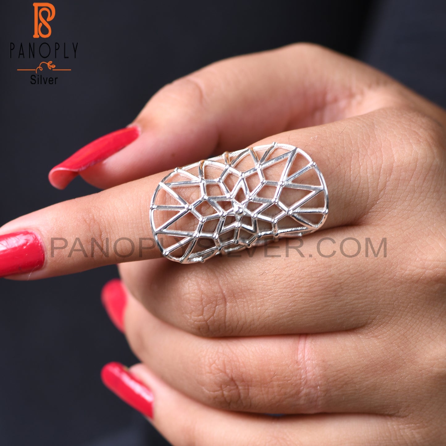 Handmade Net Web Look 925 Sterling Silver Mandala Ring
