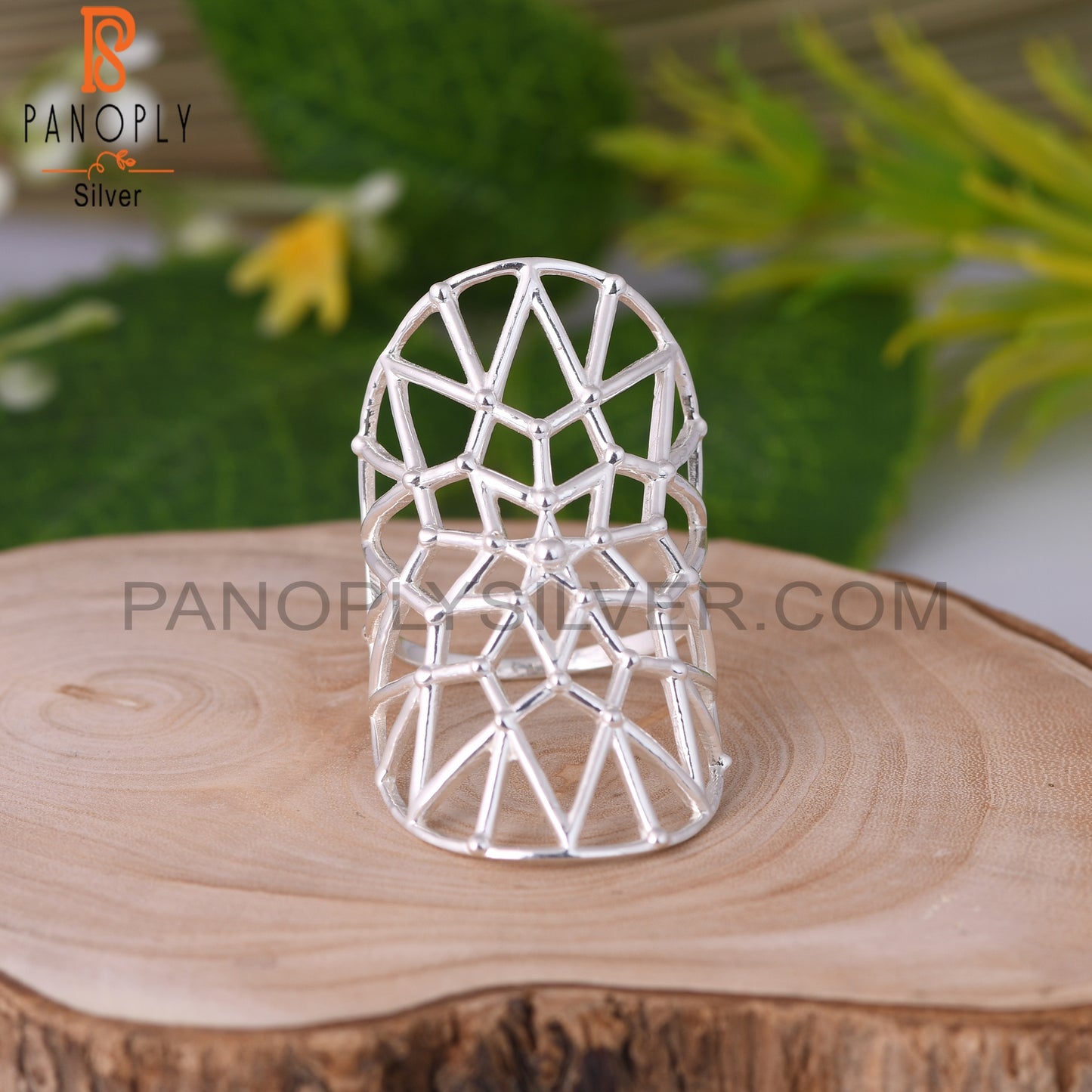 Handmade Net Web Look 925 Sterling Silver Mandala Ring