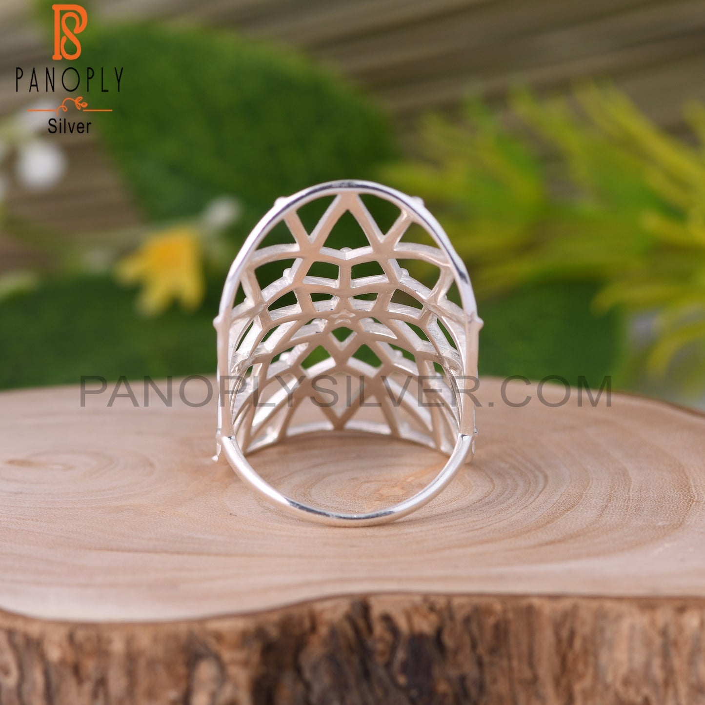 Handmade Net Web Look 925 Sterling Silver Mandala Ring