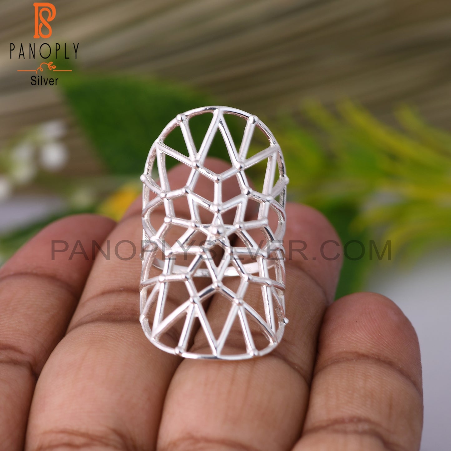 Handmade Net Web Look 925 Sterling Silver Mandala Ring