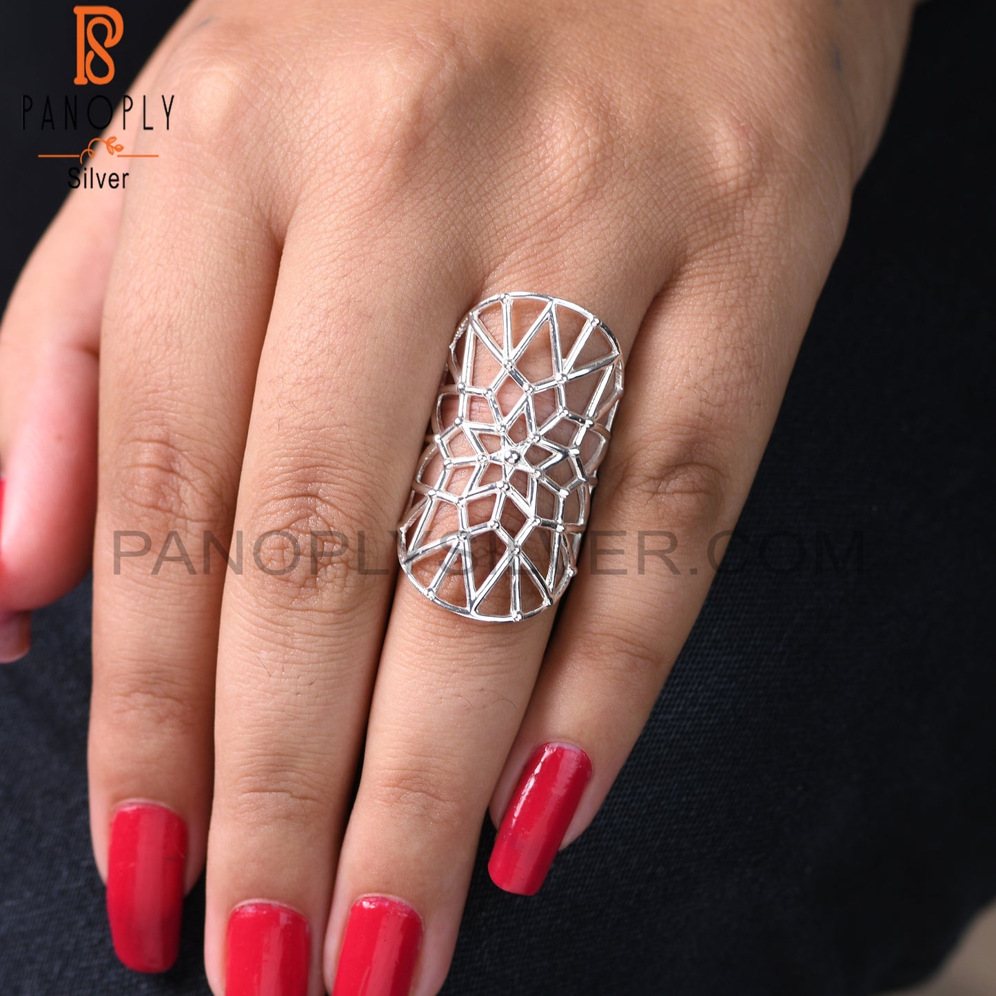 Handmade Net Web Look 925 Sterling Silver Mandala Ring