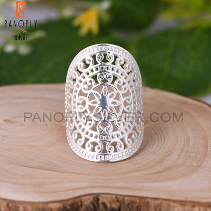 Filigree Mandala Knuckle 925 Sterling Silver Knuckle Ring