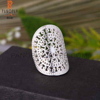 Filigree Mandala Knuckle 925 Sterling Silver Knuckle Ring