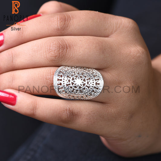 Filigree Mandala Knuckle 925 Sterling Silver Knuckle Ring
