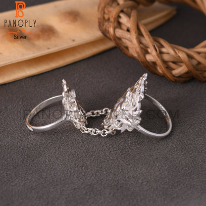 Chain Link Flower 925 Sterling Silver Mandala Knuckle Ring
