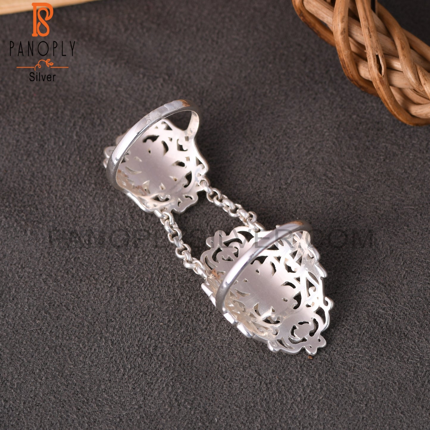 Chain Link Flower 925 Sterling Silver Mandala Knuckle Ring