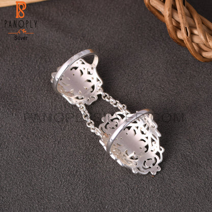 Chain Link Flower 925 Sterling Silver Mandala Knuckle Ring