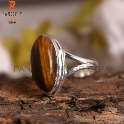 Tiger Eye Marquise 925 Sterling Silver Yellow Ring