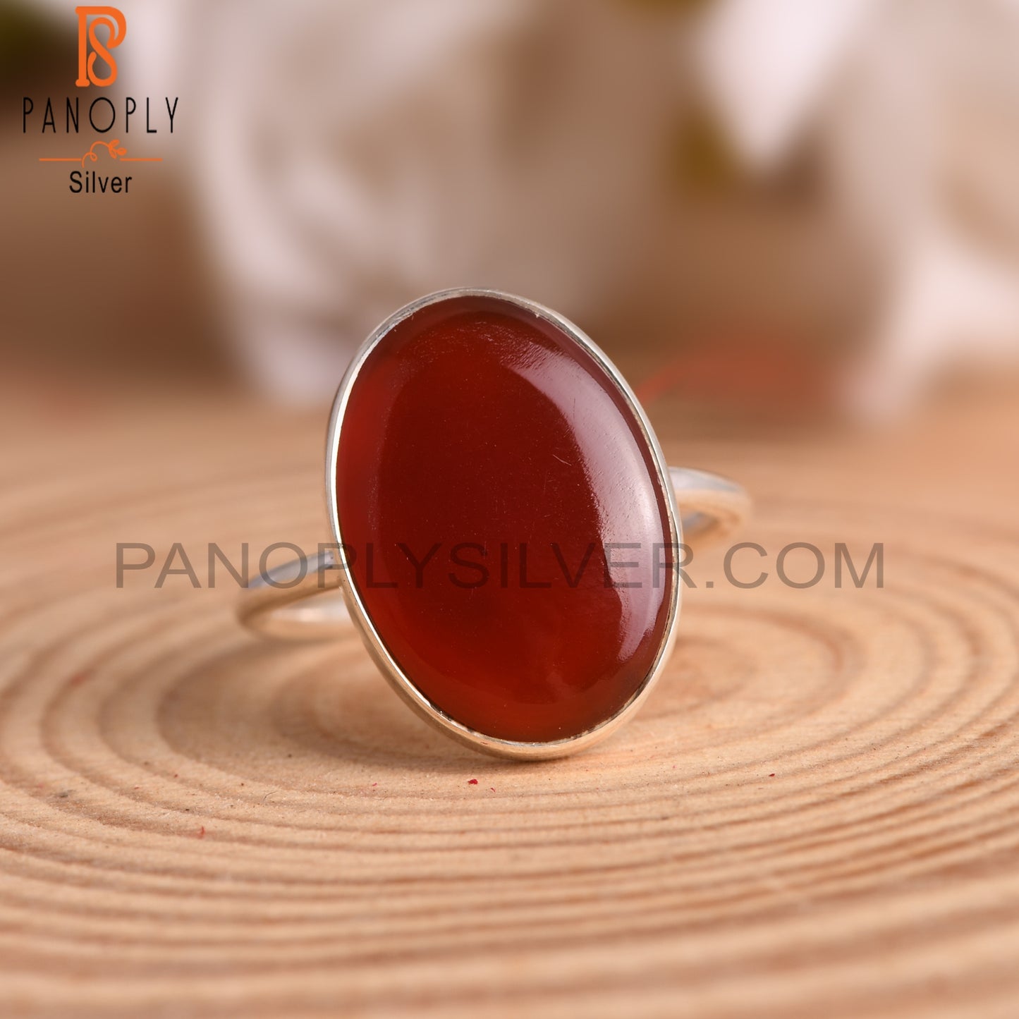 925 Sterling Silver Red Onyx Ring