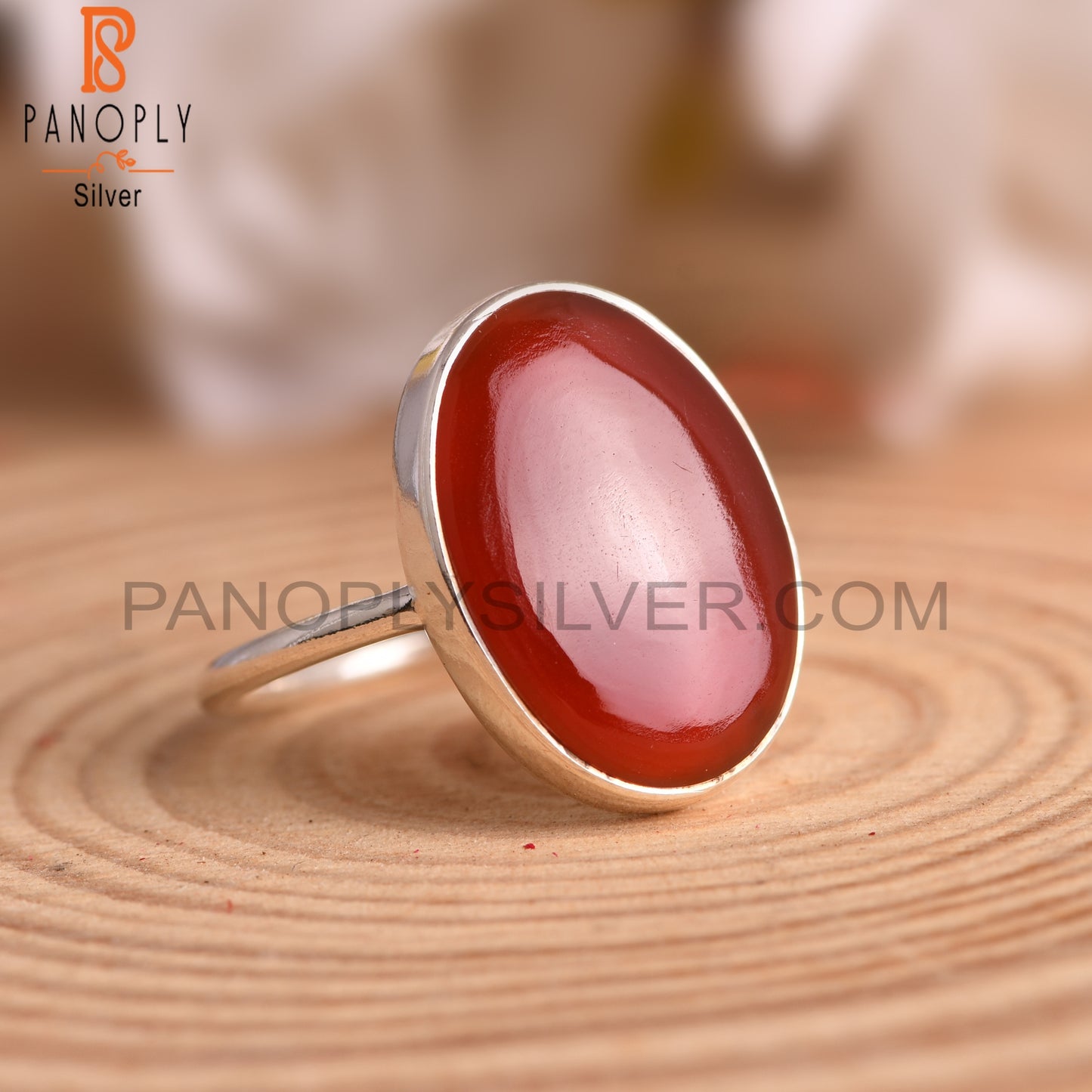 925 Sterling Silver Red Onyx Ring