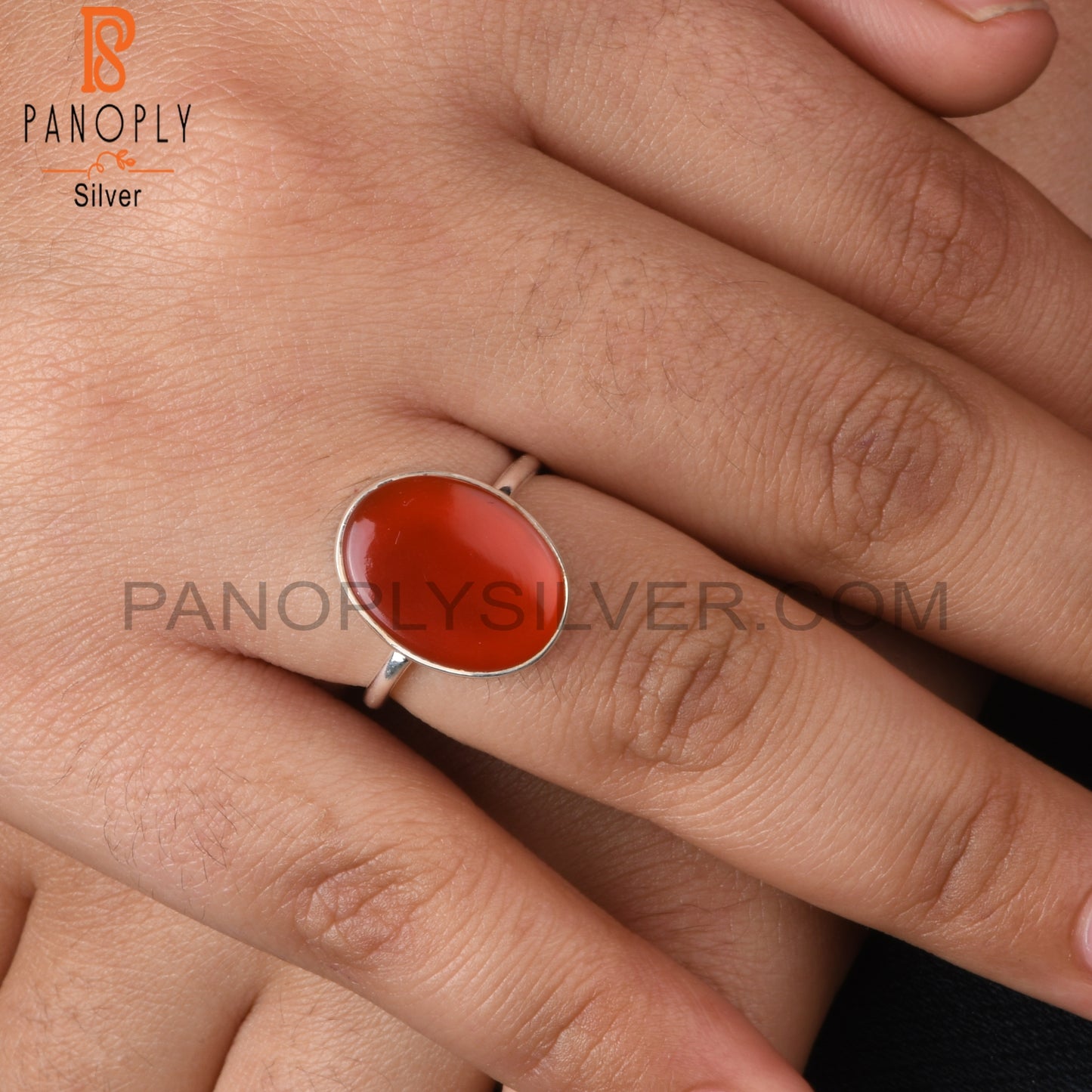 925 Sterling Silver Red Onyx Ring