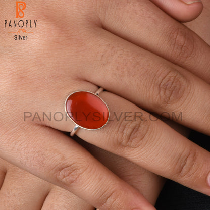 925 Sterling Silver Red Onyx Ring