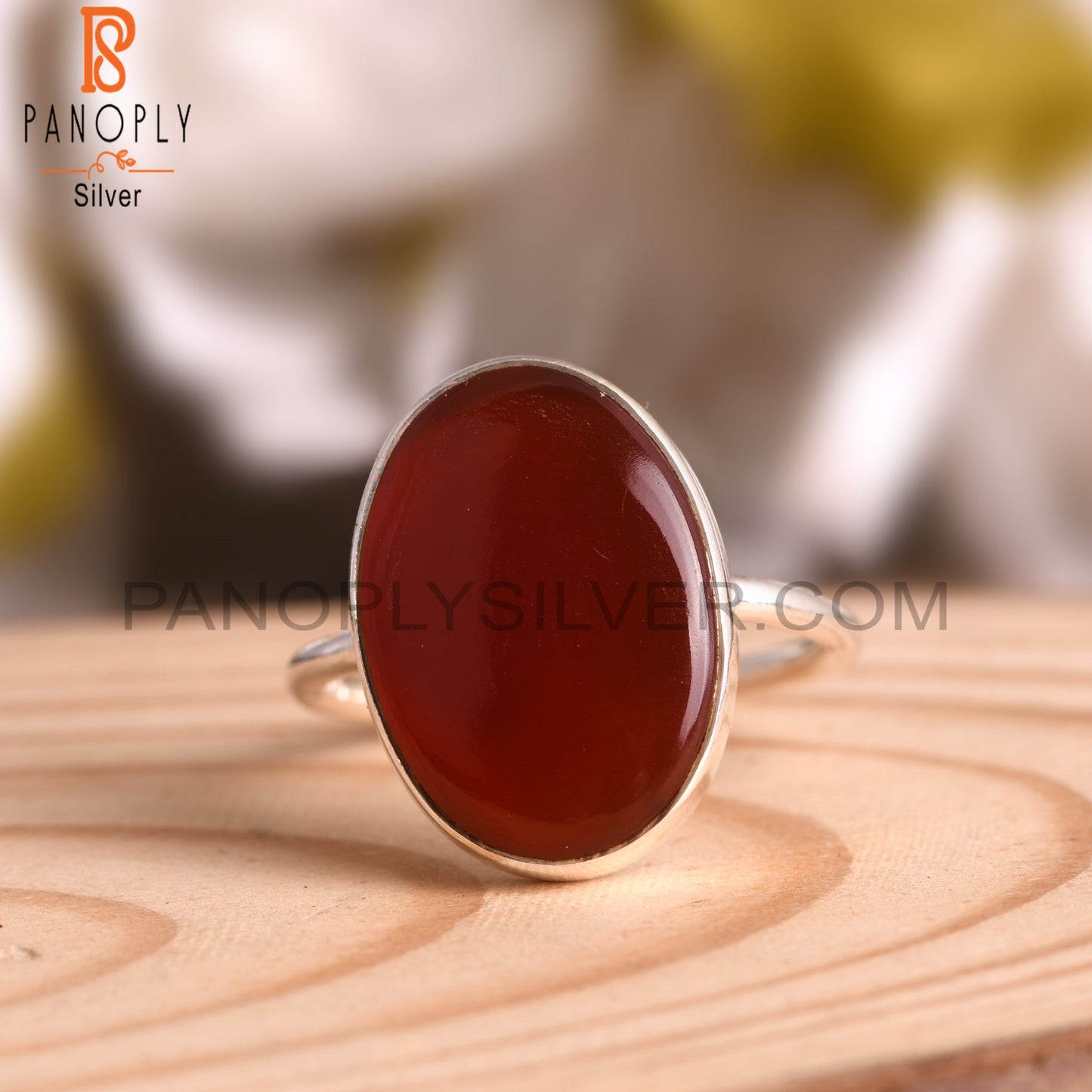 925 Sterling Silver Red Onyx Ring