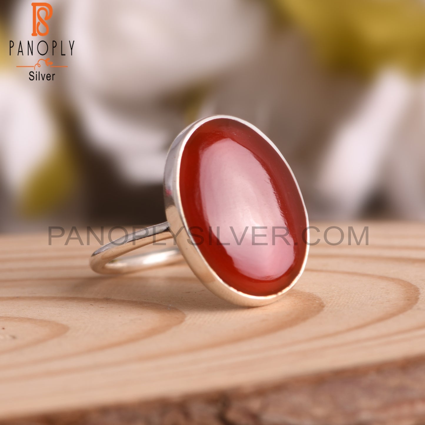 925 Sterling Silver Red Onyx Ring
