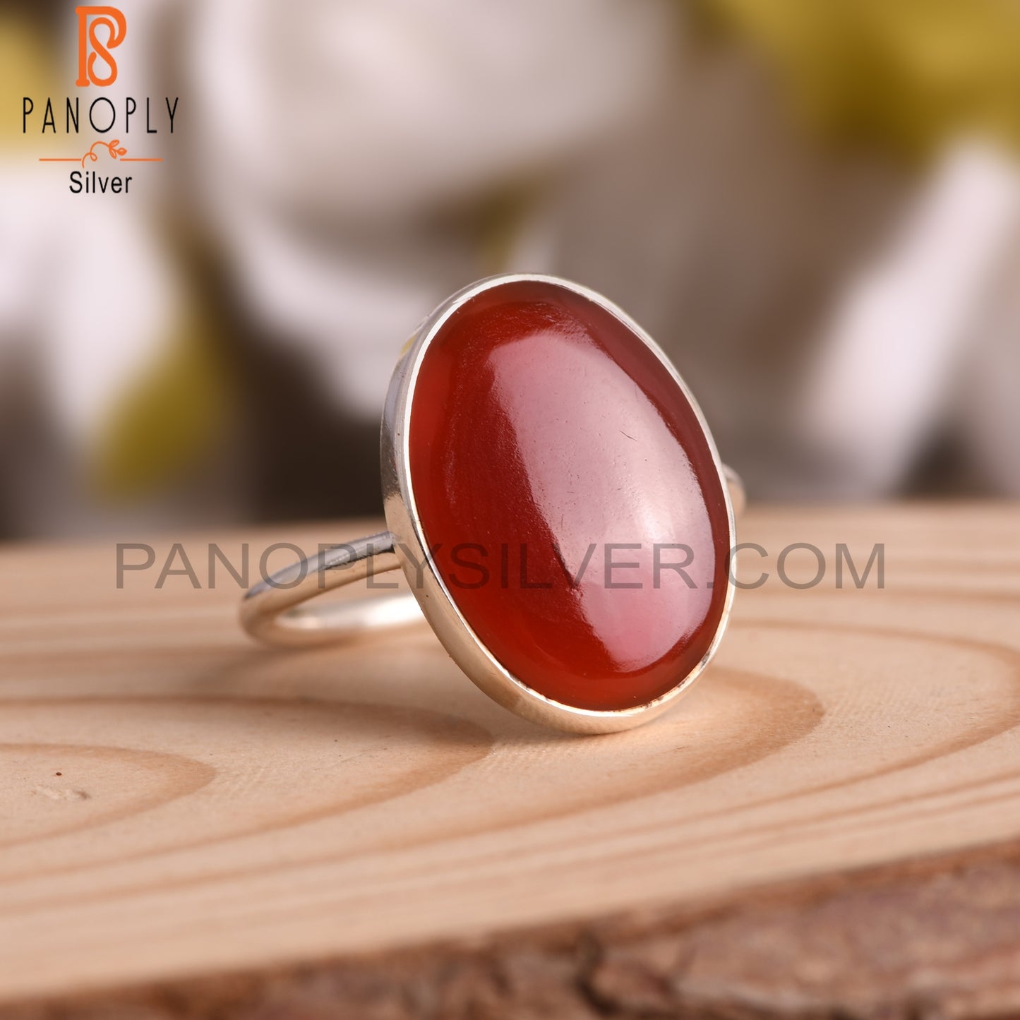 925 Sterling Silver Red Onyx Ring
