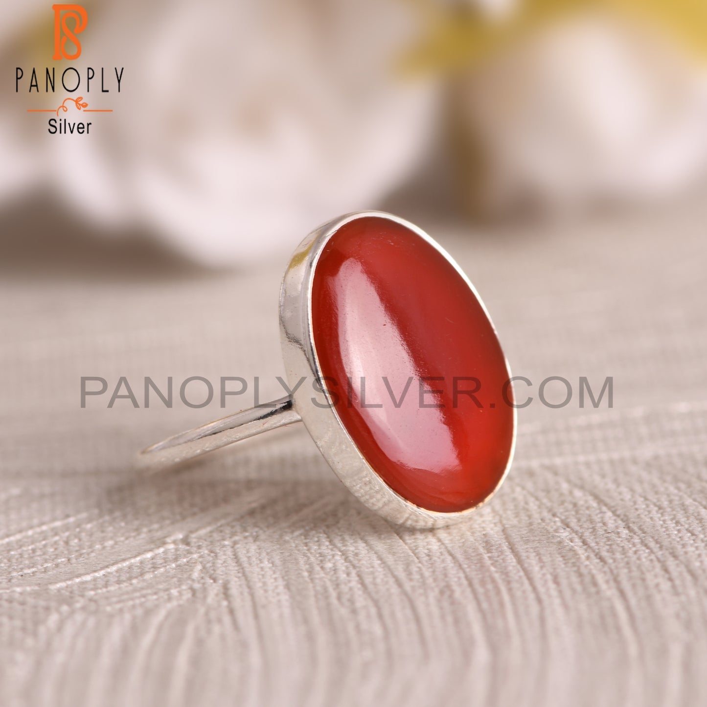 925 Sterling Silver Red Onyx Ring