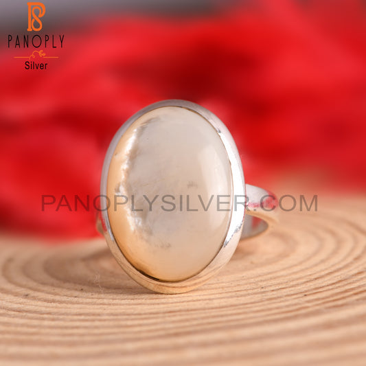 Mother Of Pearl Oval 925 Sterling Silver Ring For Men