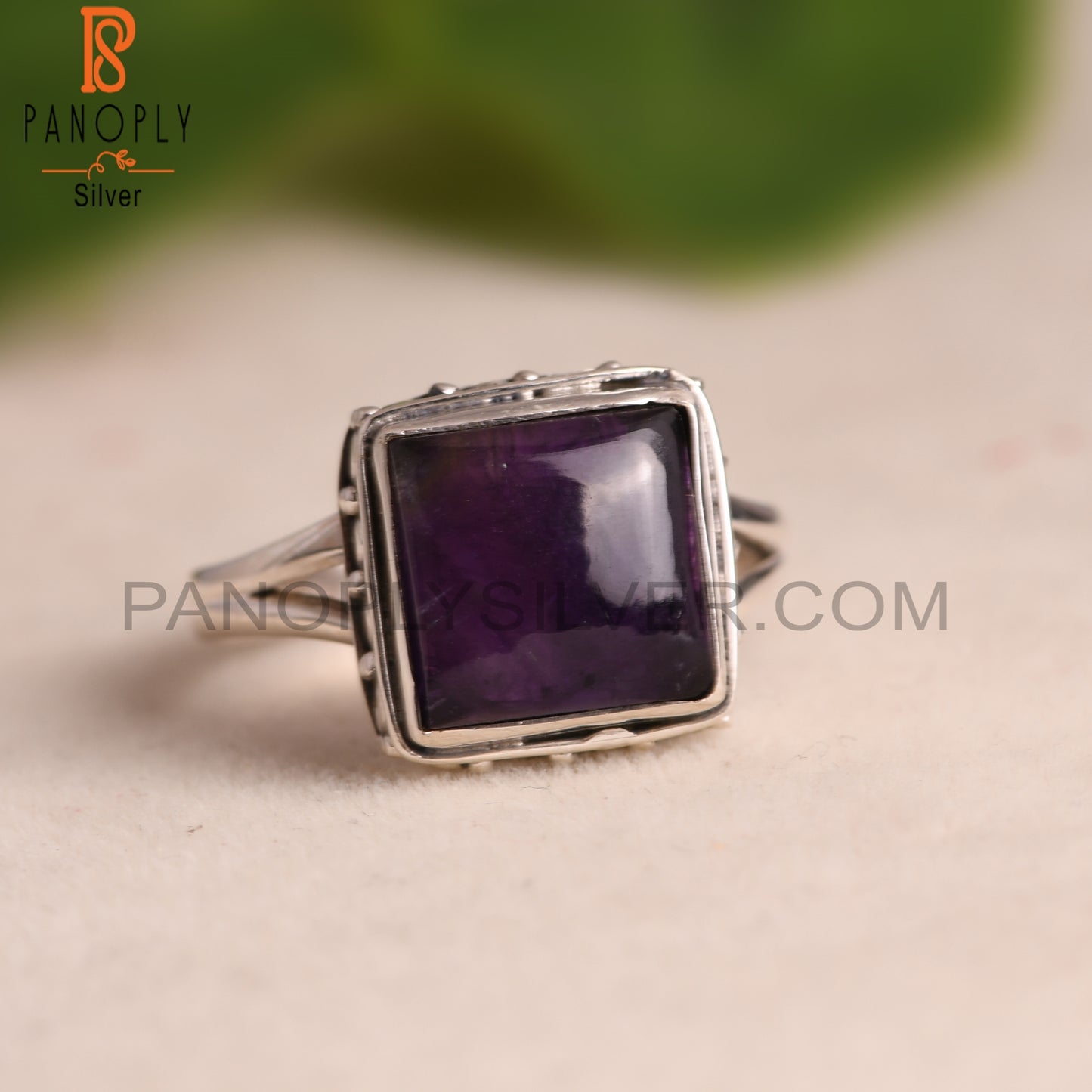 Square 925 Sterling Silver Amethyst Ring