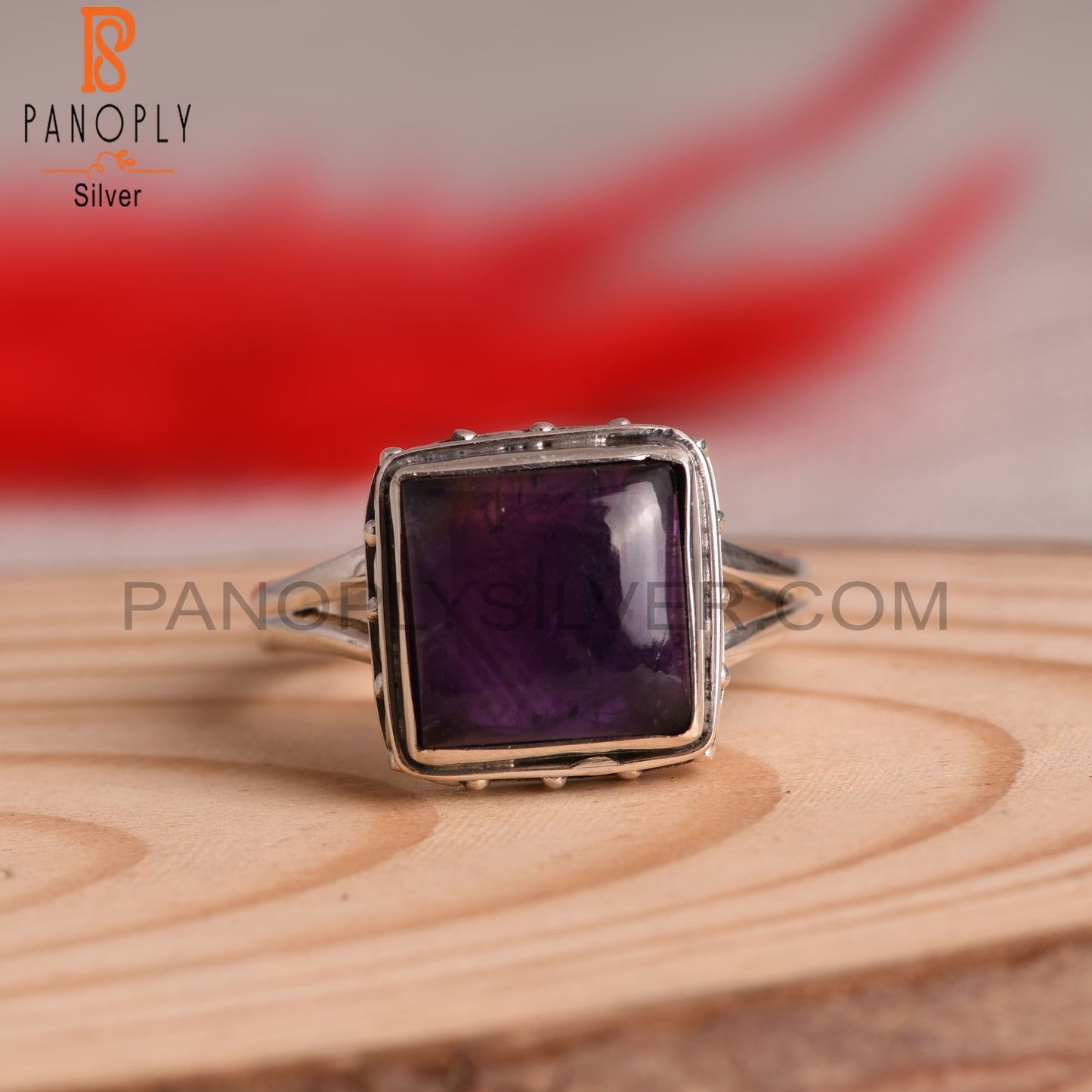 Square 925 Sterling Silver Amethyst Ring