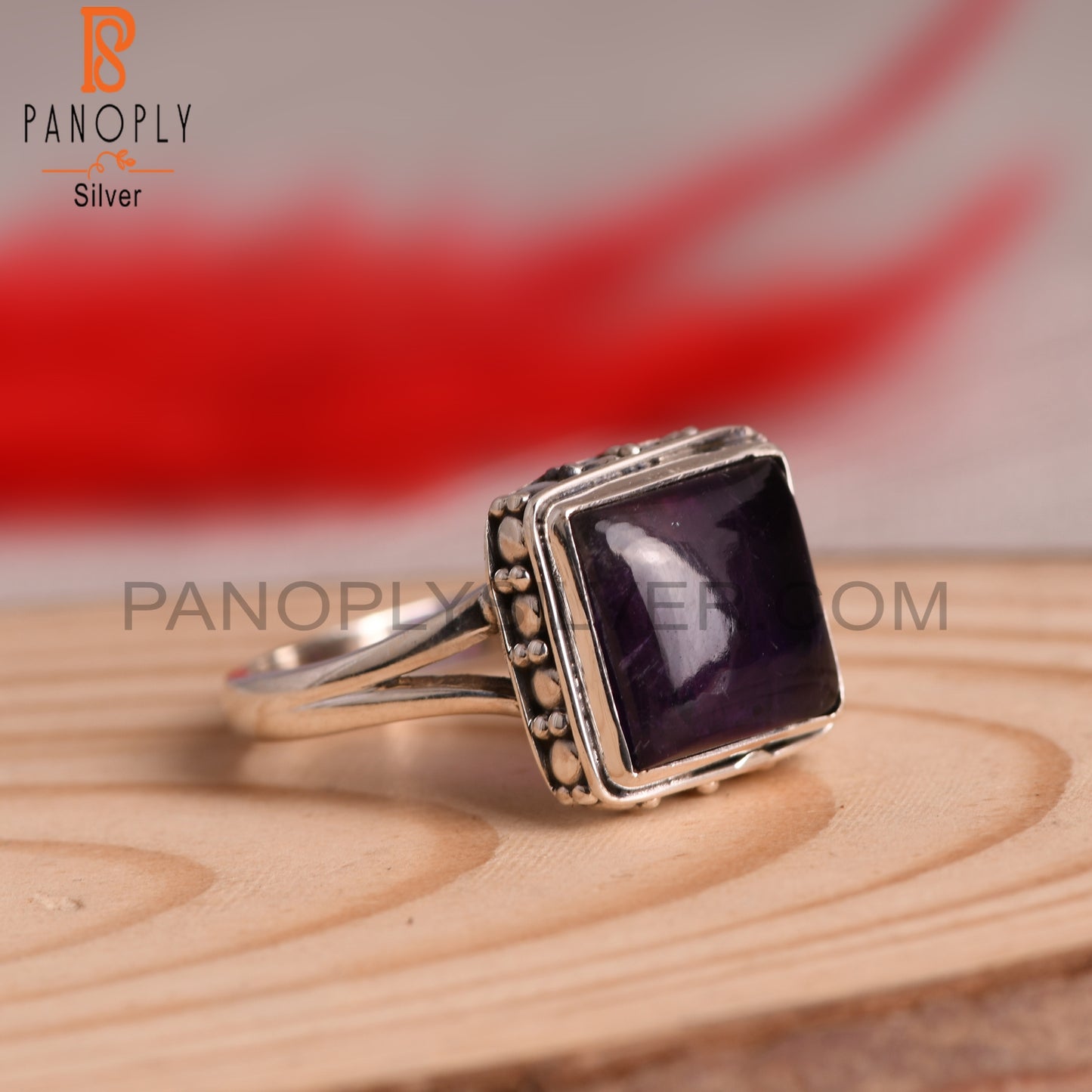 Square 925 Sterling Silver Amethyst Ring