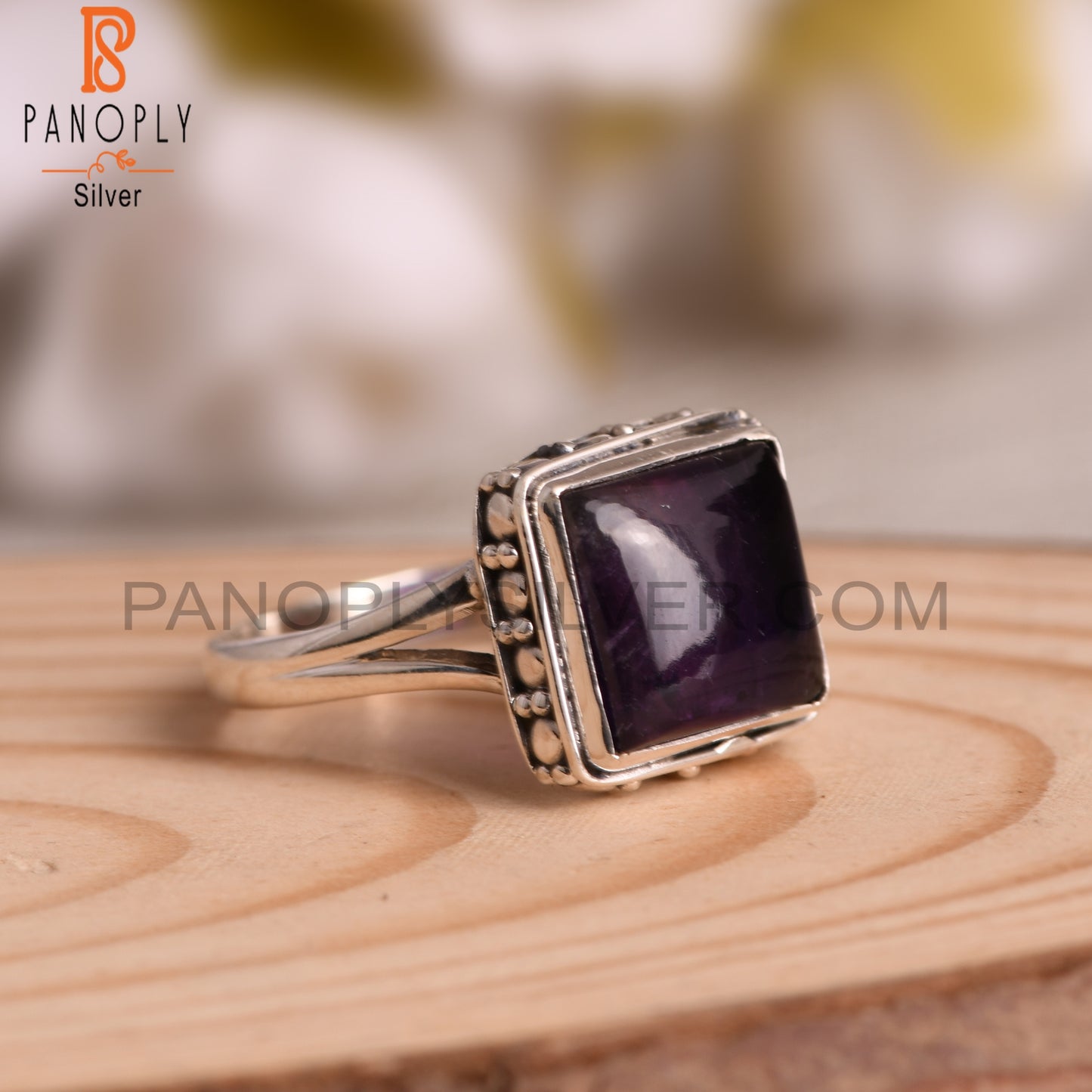 Square 925 Sterling Silver Amethyst Ring